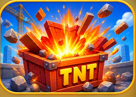 TNT crate exploding on a Tower Dash building site
